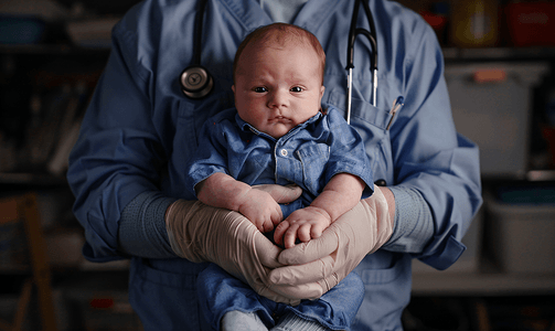 医生抱着男婴