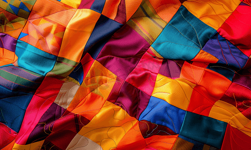 丝绸拼布被子的几何图案