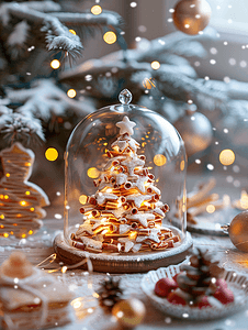 玻璃穹顶下自制甜蜜圣诞树