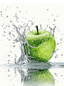 苹果绿水一半被孤立在白色背景上