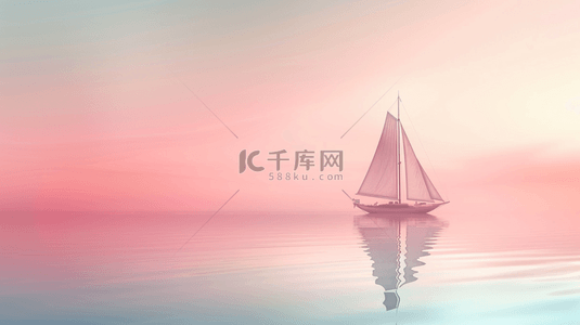 天空背景粉色背景图片_粉色唯美线条艺术海上帆船的背景