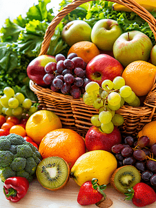 双11边框psd摄影照片_白色背景下木桌上的新鲜水果和蔬菜杂货产品