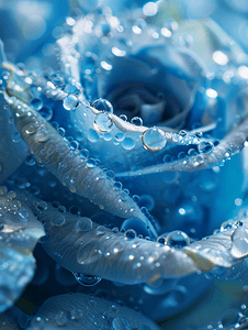 蓝浪漫摄影照片_气泡下的蓝玫瑰关闭无边视图