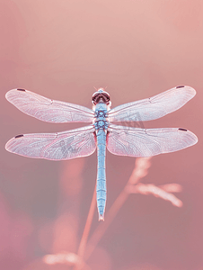 棕色背景中的一只蓝色蜻蜓