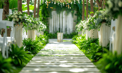 肝炎日主题摄影照片_以户外为主题的婚礼花园装饰