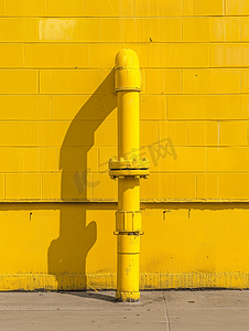 住宅楼墙前的黄色煤气管