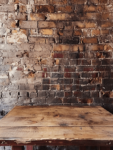 木质桌面上旧复古砖墙背景产品展示