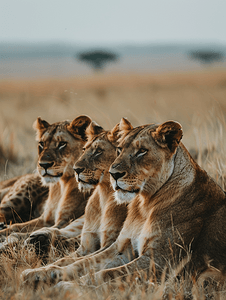 五五大促摄影照片_非洲大草原上的狮子和幼小的动物