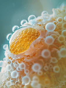 蜗牛原液摄影照片_放大镜下的水蜗牛卵