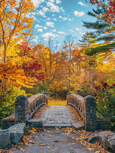 马萨诸塞州世界尽头公园美丽的秋叶