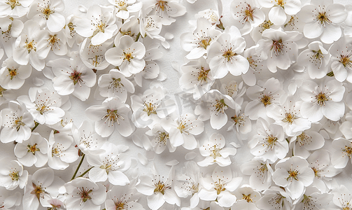 白色春天樱花树盛开的花朵图案