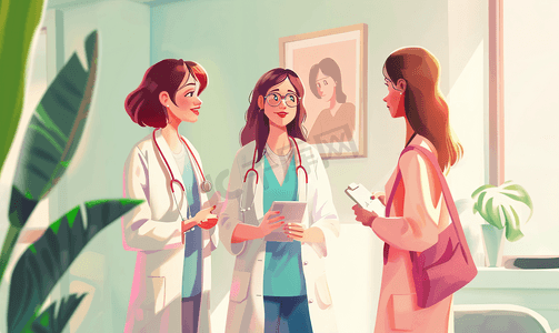 女孩卫生保健和医疗治疗女医生给患者交谈