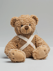 受伤的泰迪熊白底带绷受伤的泰迪熊带绷