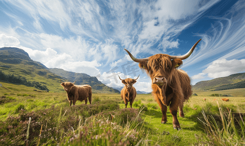 牧场上的苏格兰高地牛