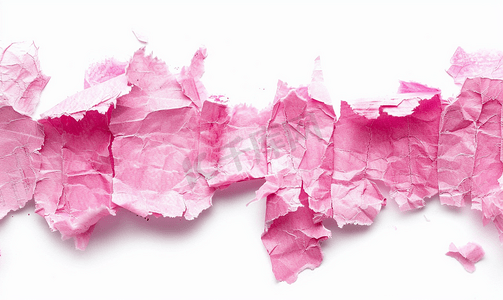 粉红色撕纸撕边条孤立在白色背景上