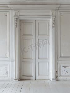 油漆墙上的空白白色门窗框家庭内部
