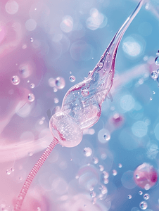 发光线条科技摄影照片_水滴中闪闪发光的阿米巴变形虫