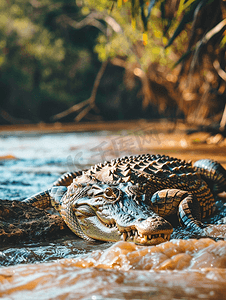 东非河道中的鳄鱼