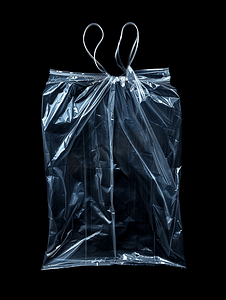 黑色背景上空白透明塑料袋覆盖物
