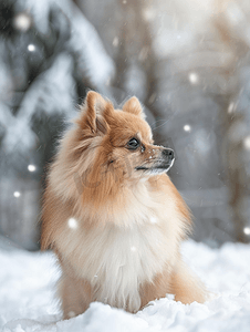 花园里的波美拉尼亚斯皮茨犬