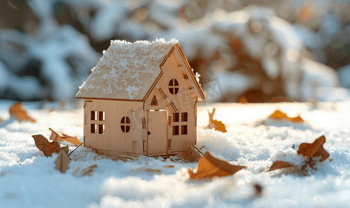 冬季背景下的生态友好型木屋模型