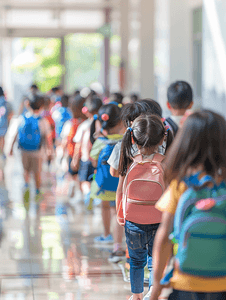 学生图像摄影照片_教师和幼儿园学生的模糊氛围用作背景图像