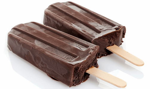 木棍上的巧克力冰淇淋在白色背景下被隔离的美味冰棒