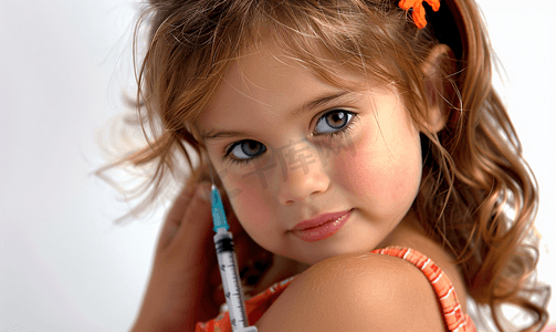 接种图片摄影照片_打针的小女孩接种疫苗