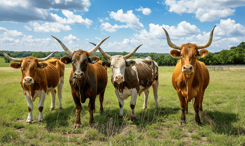 小兰花奖摄影照片_宾夕法尼亚州兰开斯特县农场的长角牛