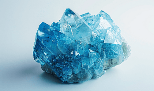 宝石山洞摄影照片_海蓝宝石蓝色水晶矿物石
