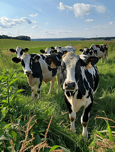 宾夕法尼亚州阿米什人农场的斑点牛