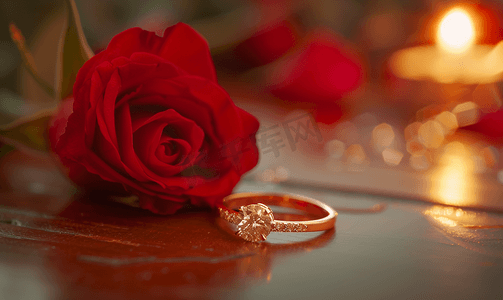 玫瑰结婚戒指情人节你愿意嫁给我吗