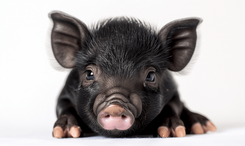 看着一只可爱的小黑猪的脸