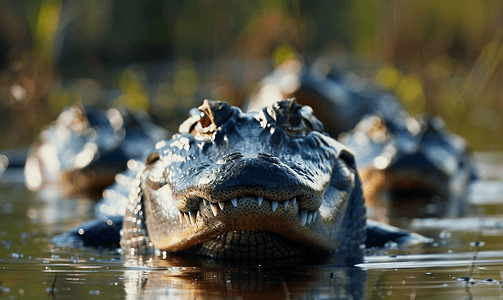 密西西比州摄影照片_河口的鳄鱼