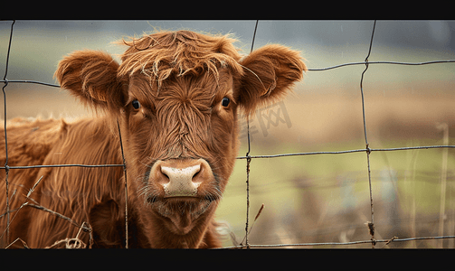 红色小五角星摄影照片_宾夕法尼亚州兰开斯特县农场上的毛茸茸的奶牛