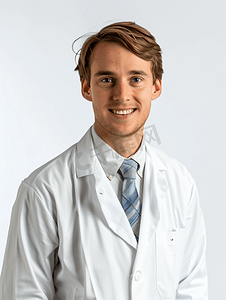 兽医图片摄影照片_医疗保健 职业医学微笑的男医生穿着白色外套白色背景