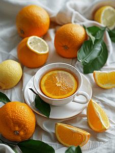 水果茶摄影照片_柑橘类水果茶