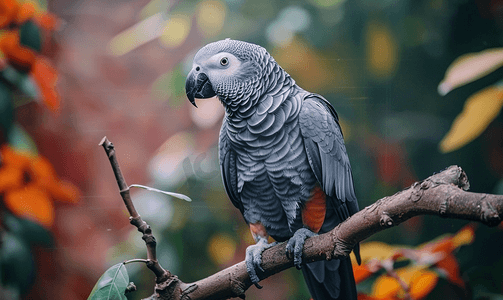 强藤上的非洲灰鹦鹉