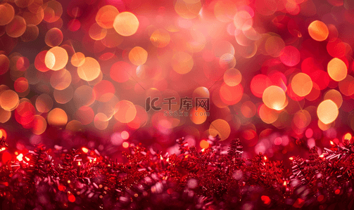 红色圣诞背景图片_抽象模糊红色闪光闪光散焦散景光圣诞背景