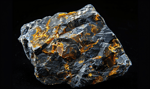 在黑色的未抛光的锌矿闪锌矿岩石
