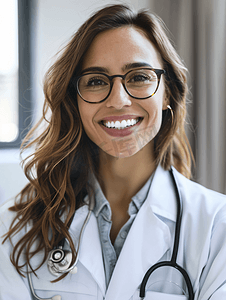 医疗保健医学戴眼镜的微笑女医生