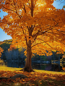 马萨诸塞州欣厄姆世界末日的自然秋叶