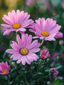 为谁培养人摄影照片_除虫菊花紫罗兰紫花在花园里