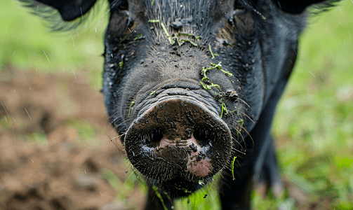 可爱的黑猪鼻子又脏又湿