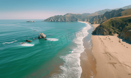 北海洋摄影照片_俯视北加州海滩