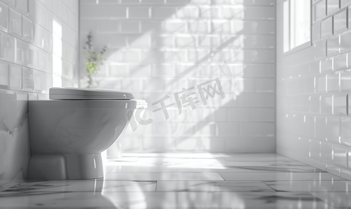 白色马桶盖和干净的浴室
