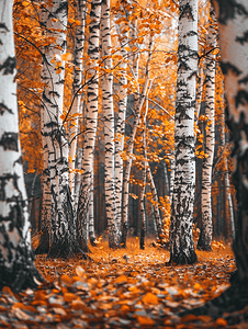 秋天的白桦林自然和树木
