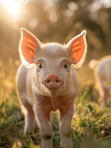 带心可爱字体摄影照片_一只小猪背上的脸很可爱