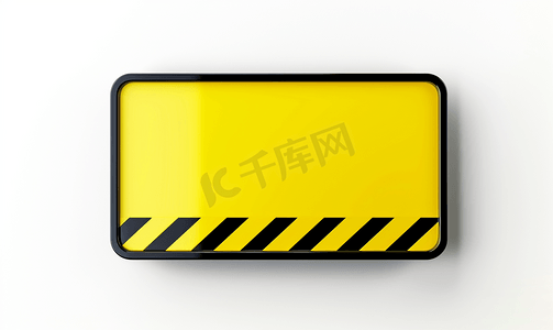 空白警告标志黄色白色背景上隔离黑框贴纸