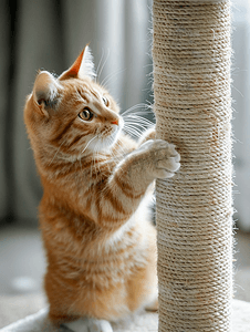 英国猫摄影照片_用纸板制成的猫和猫抓柱